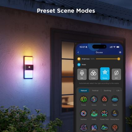 Govee - LED RGBIC Dimmbare Outdoor-Wandleuchte mit Sensor LED/230V IP65 2700-6500K Wi-Fi