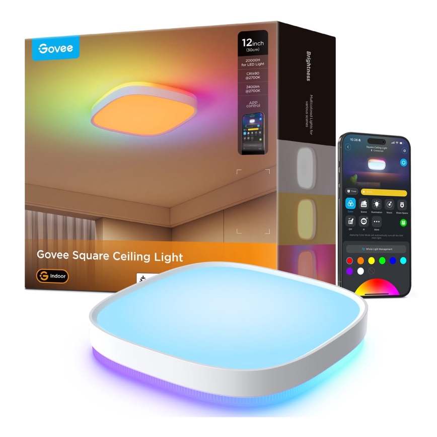 Govee - LED RGBIC Dimmbare Deckenleuchte LED/24W/230V 2700-6500K Wi-Fi