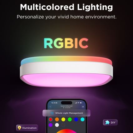 Govee - LED RGBIC Dimmbare Deckenleuchte LED/24W/230V 2700-6500K Wi-Fi