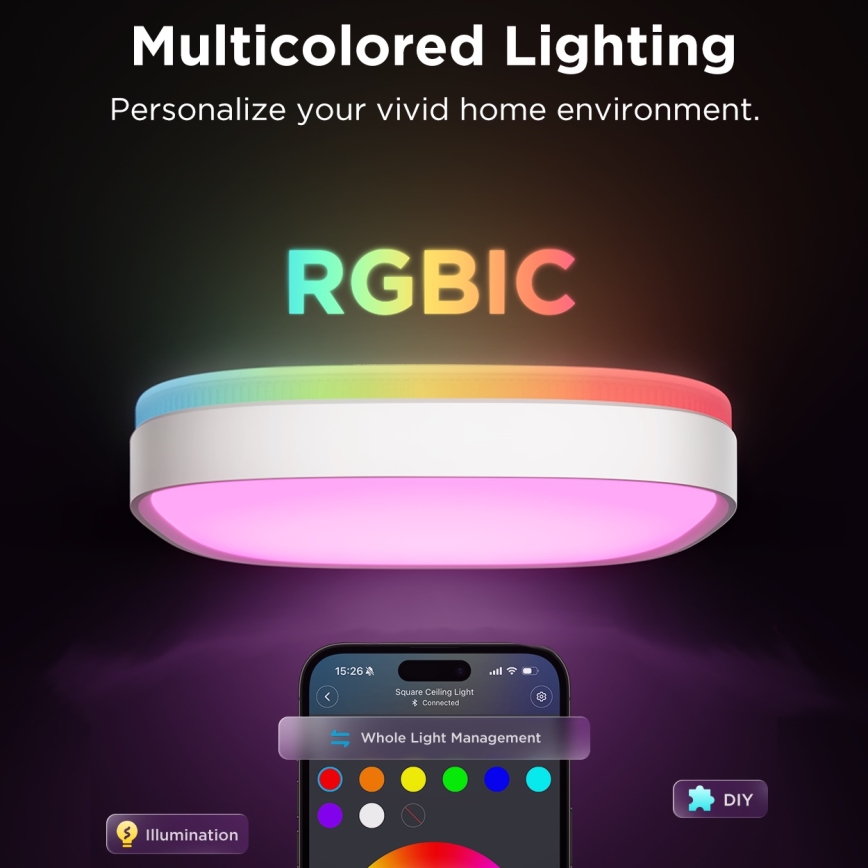 Govee - LED RGBIC Dimmbare Deckenleuchte LED/24W/230V 2700-6500K Wi-Fi