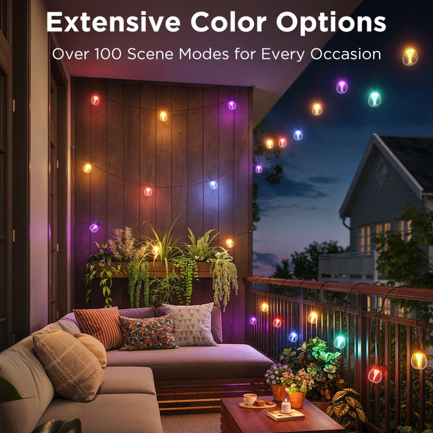 Govee - LED RGBICW Dimmbare Outdoor-Deko-Lichterkette LED/24W/230V IP67 2700-6500K Wi-Fi