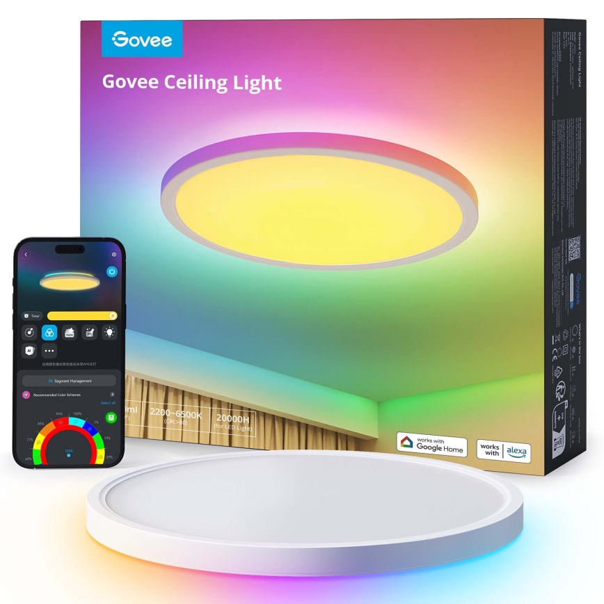 Govee - LED RGBICWW dimmbare Deckenleuchte LED/29W/230V Ø 30 cm matt Wi-Fi