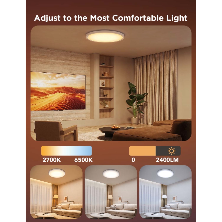 Govee - LED RGBICWW dimmbare Deckenleuchte LED/29W/230V Ø 30 cm matt Wi-Fi