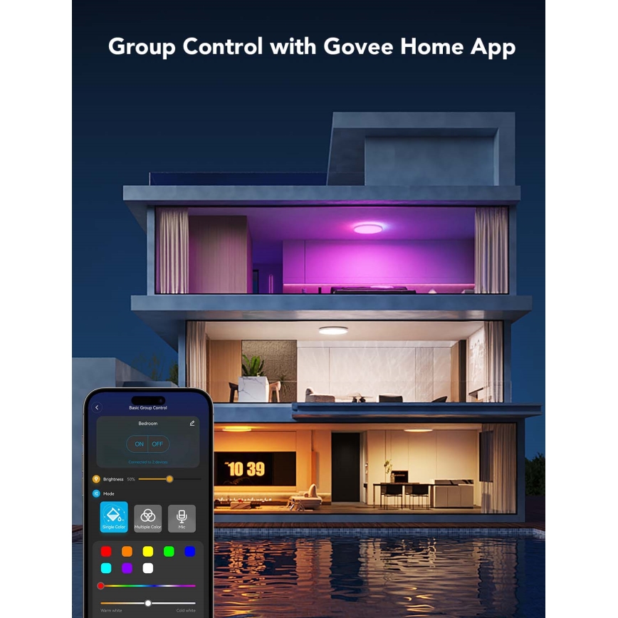 Govee - LED RGBICWW dimmbare Deckenleuchte LED/29W/230V Ø 30 cm matt Wi-Fi