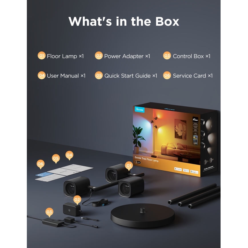 Govee - LED RGBICWW dimmbare Stehlampe TREE MATTER LED/48W/230V Wi-Fi