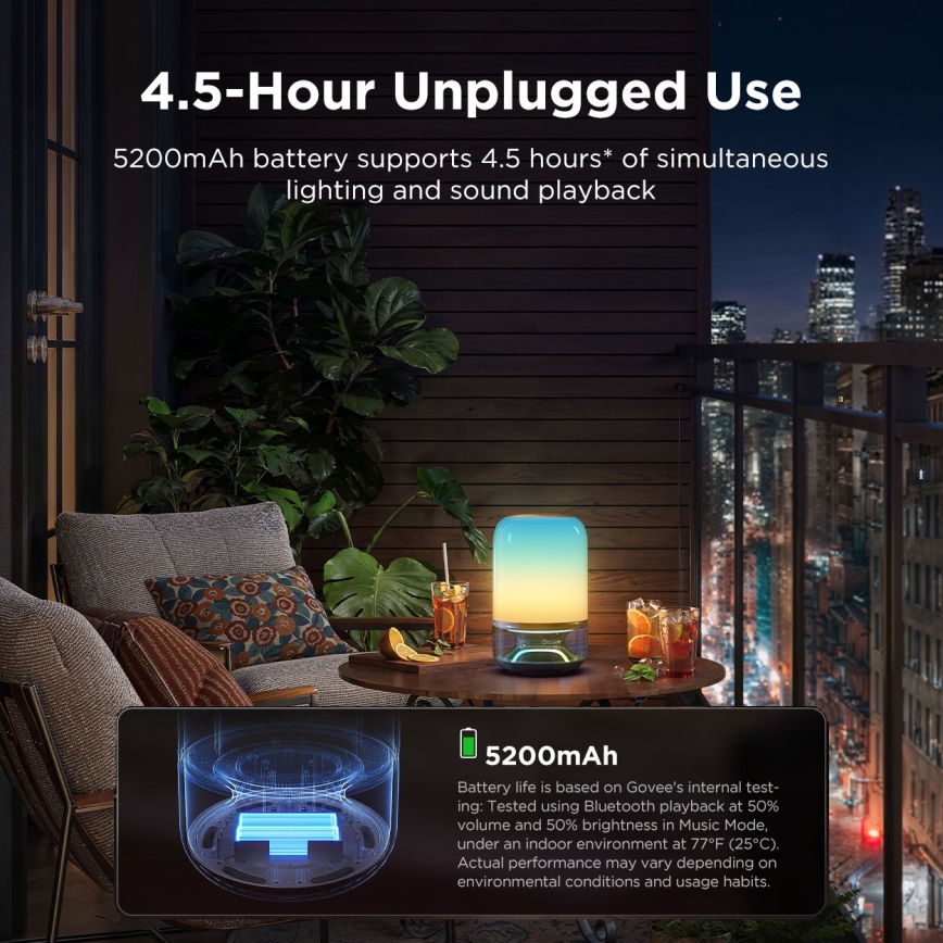 Govee - LED RGBW dimmbare Tischlampe mit integriertem Lautsprecher LED/36W/12V Wi-Fi