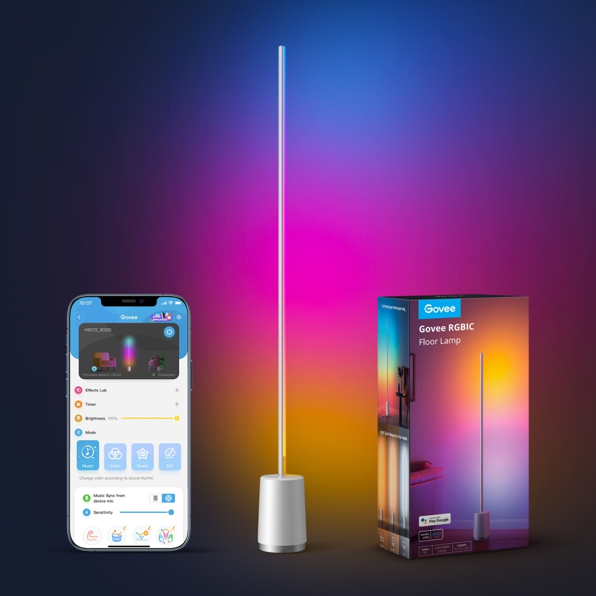 Govee - LED dimmbare Stehlampe LYRA SMART RGBICWW 2200-6500K Wi-Fi + Fernbedienung