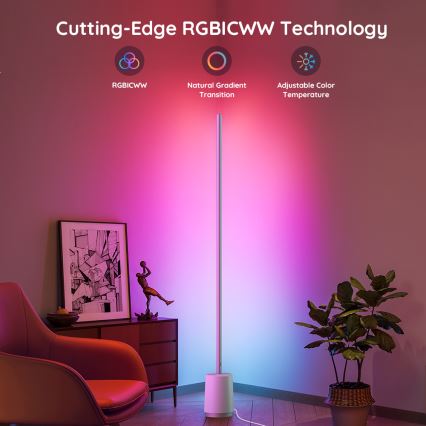 Govee - LED dimmbare Stehlampe LYRA SMART RGBICWW 2200-6500K Wi-Fi + Fernbedienung