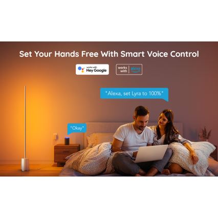Govee - LED dimmbare Stehlampe LYRA SMART RGBICWW 2200-6500K Wi-Fi + Fernbedienung