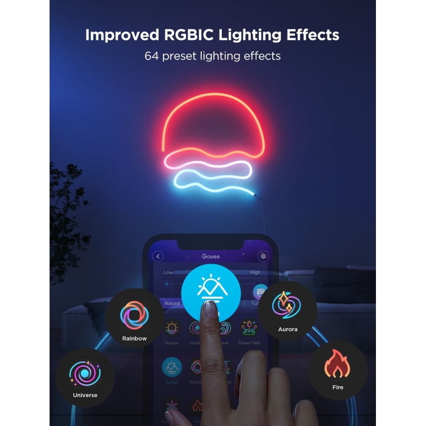Govee - Neon 2 MATTER flexibler 3 m RGBIC LED-Strip mit Wi-Fi