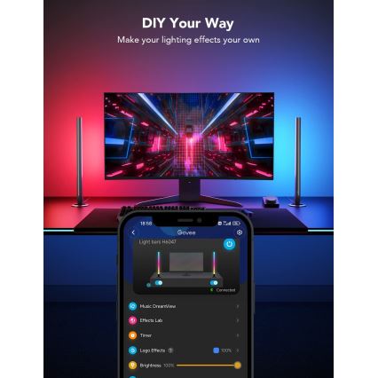 Govee - Smart Gaming Wi‑Fi LED-Paneele + Smart Dual-Controller Weiß Wi‑Fi