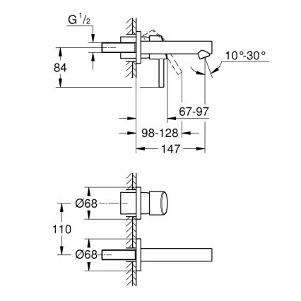 GROHE 19575001 - Waschtisch-Zweiloch-Armatur CONCETTO 147 mm glänzender Chrom