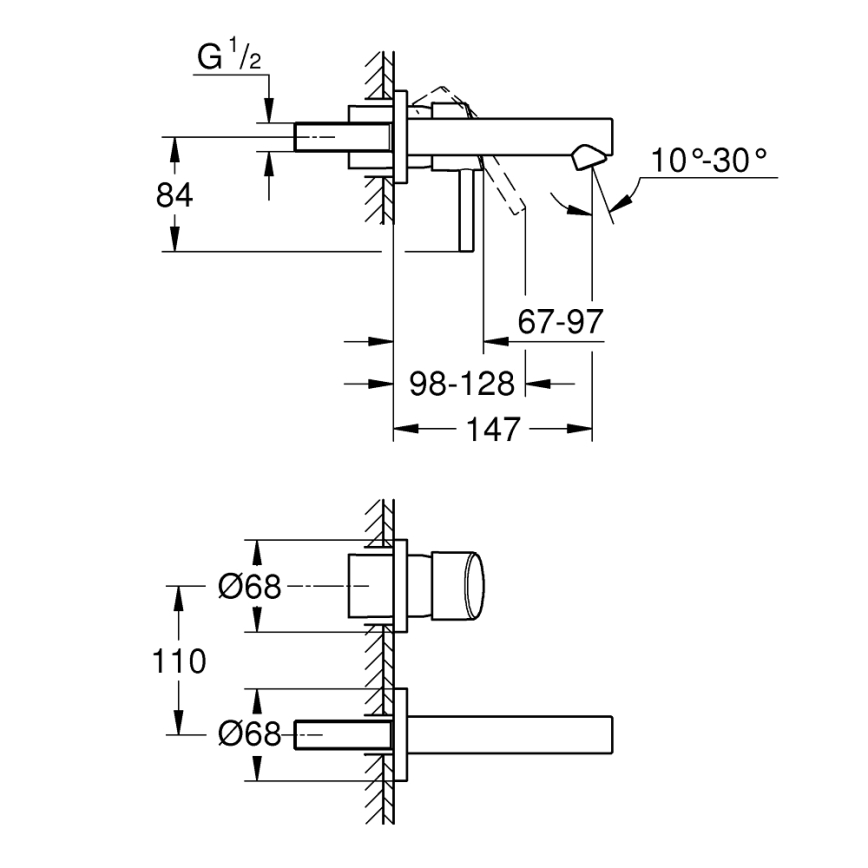 GROHE 19575001 - Waschtisch-Zweiloch-Armatur CONCETTO 147 mm glänzender Chrom