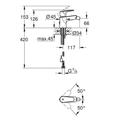 GROHE 23332001 - Bidetarmatur BAUEDGE Größe S, glänzender Chrom