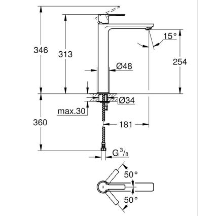 GROHE 23405AL1 - Waschtischarmatur LINEARE, Größe XL, Graphit