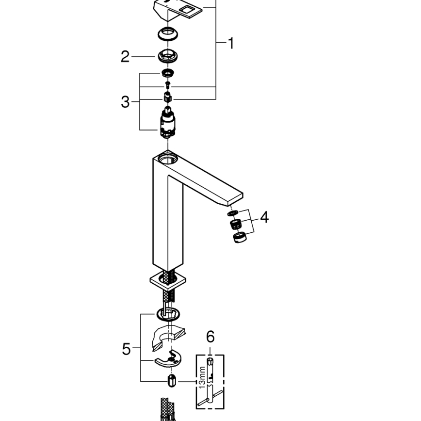 GROHE 23406000 - Waschtischarmatur EUROCUBE, Größe XL, glänzender Chrom