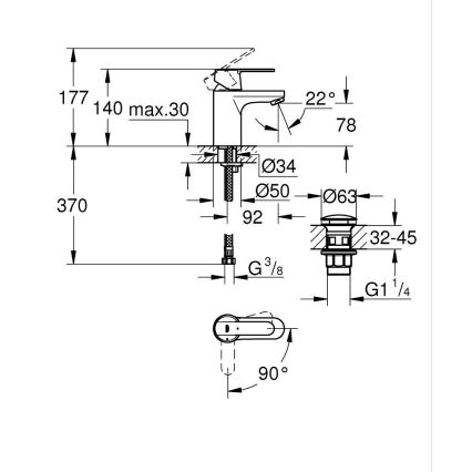 GROHE 23586LS0 - Waschtischarmatur GET Größe S weiß