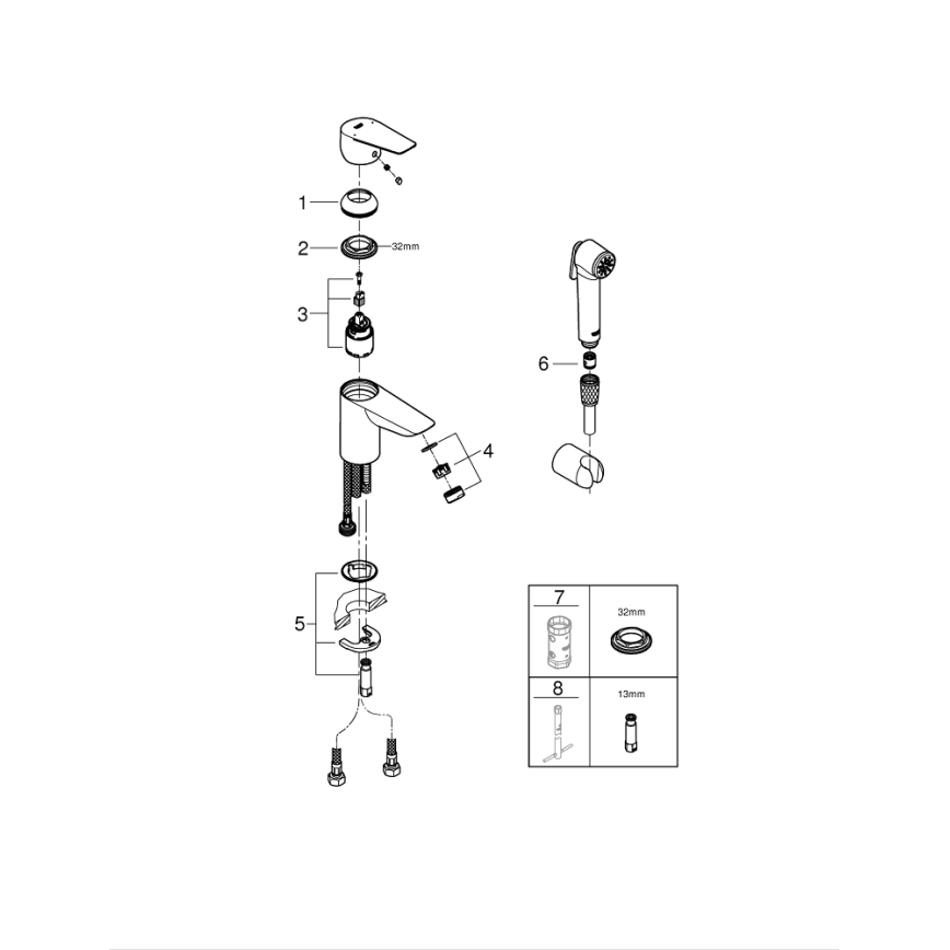 GROHE 23773001 - Waschtischarmatur START EDGE, Größe S, Hochglanz-Chrom