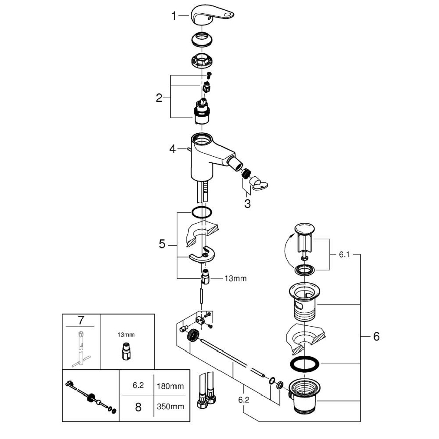 GROHE 24332001 - Bidetarmatur SWIFT 146 mm, glänzender Chrom