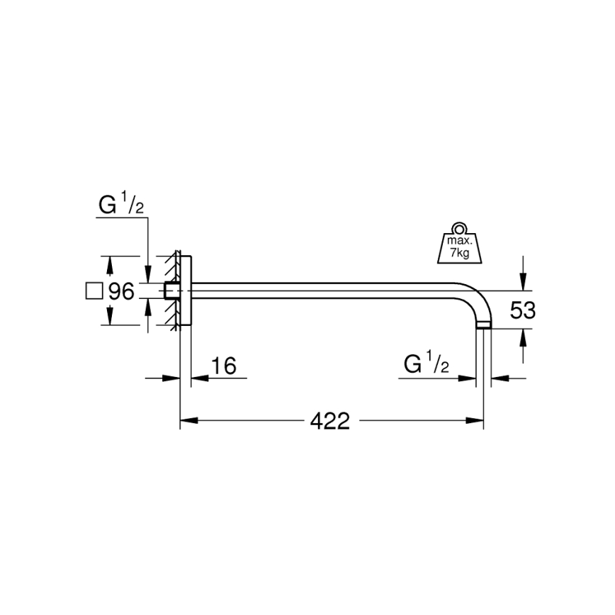 GROHE 26145000 - Duscharm RAINSHOWER 422 mm, glänzender Chrom