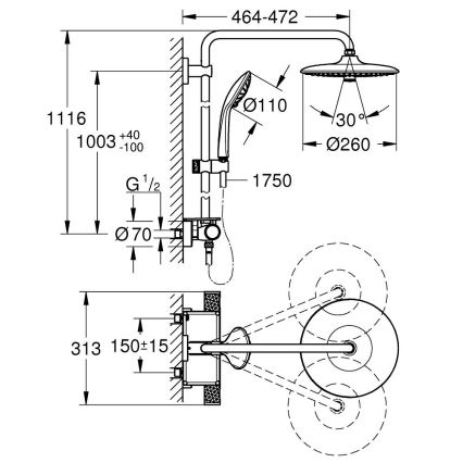 GROHE 26403002 - Duschsystem VITALIO JOY 260 450 mm glänzender Chrom