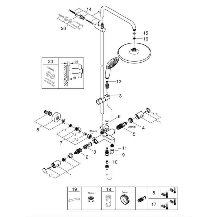 GROHE 269882431 - Duschsystem VITALIO START SYSTEM 250 390 mm schwarz