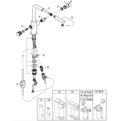 GROHE 30601000 - Spültischarmatur BLUE PURE A mit ausziehbarem Auslauf, glänzender Chrom