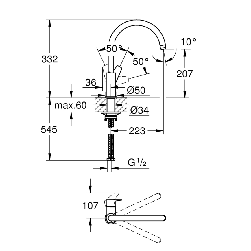 GROHE 31233001 - START Küchenarmatur, Hochglanz-Chrom