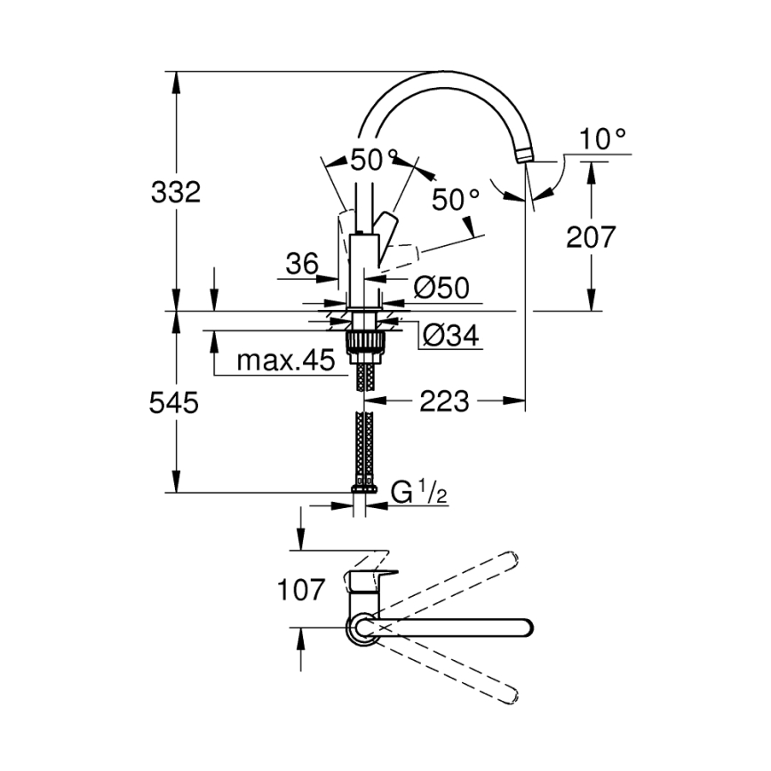 GROHE 31233001 - START Küchenarmatur, Hochglanz-Chrom