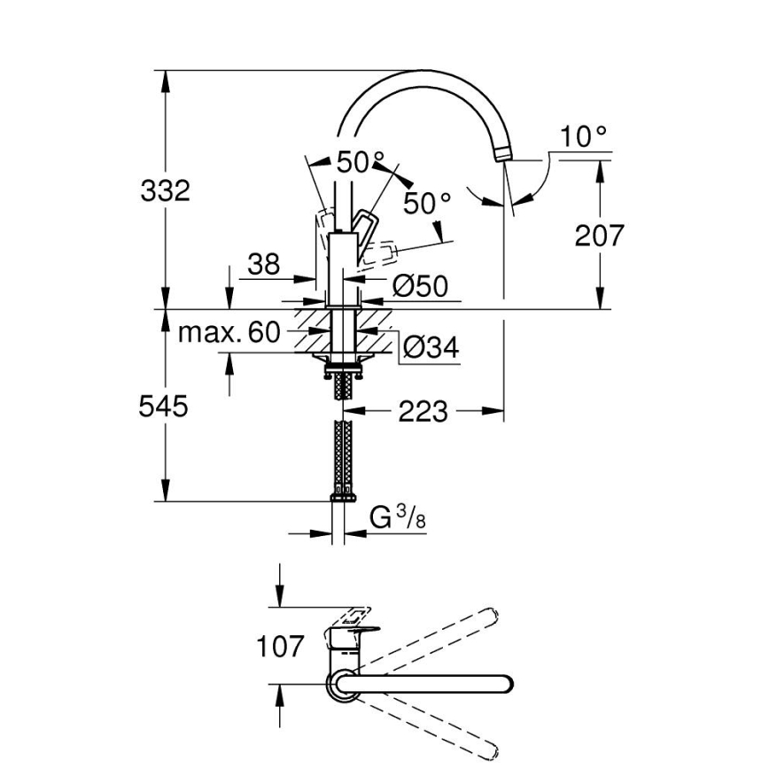 GROHE 31368001 - Spültischarmatur BAULOOP, glänzender Chrom