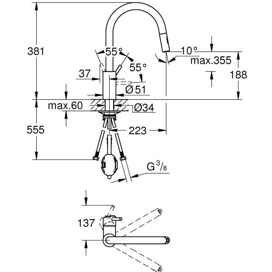 GROHE 31483DC2 - Küchenarmatur CONCETTO aus Edelstahl