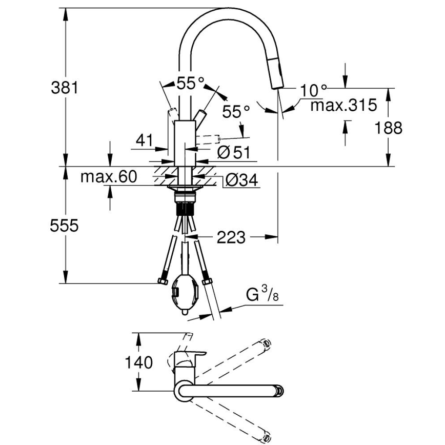 GROHE 31486001 - Spültischarmatur FEEL, Hochglanz-Chrom
