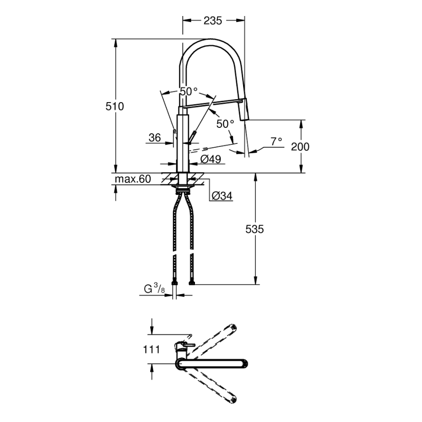 GROHE 31491DC0 - Spültischarmatur CONCETTO DN 15, Edelstahl
