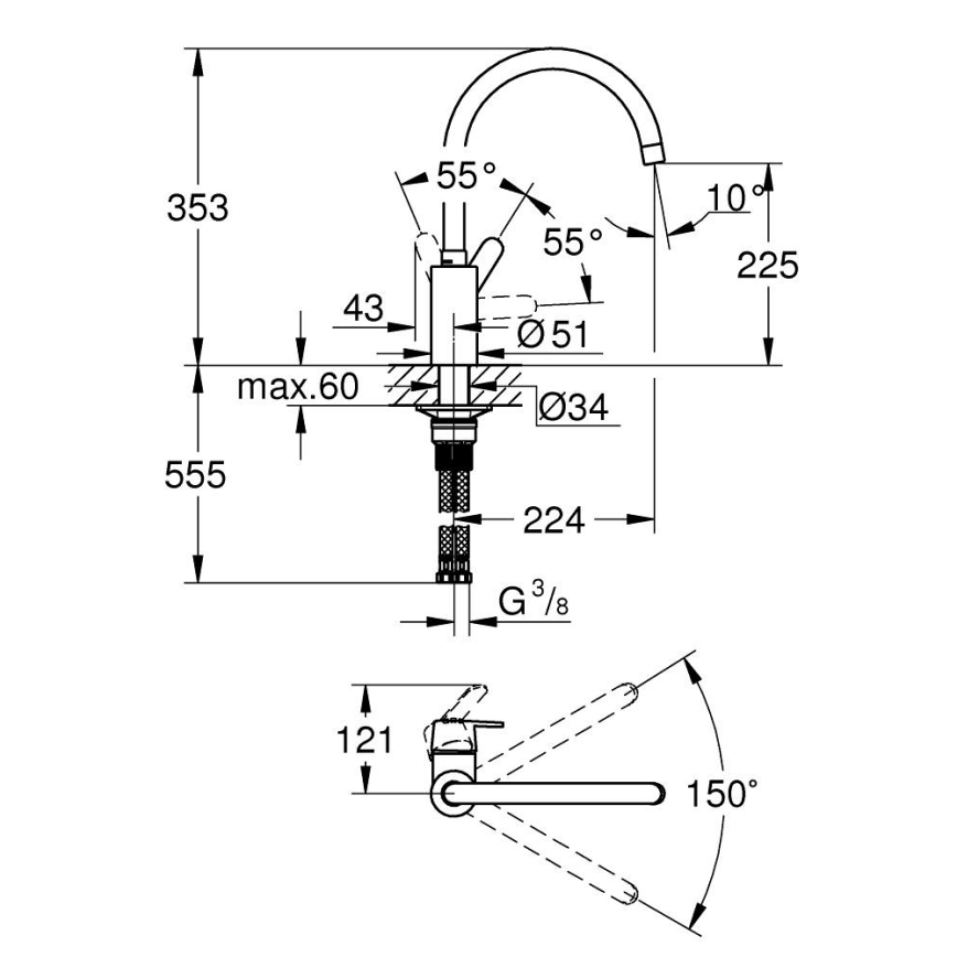 GROHE 31494001 - GET Einhand-Spültischarmatur, glänzender Chrom