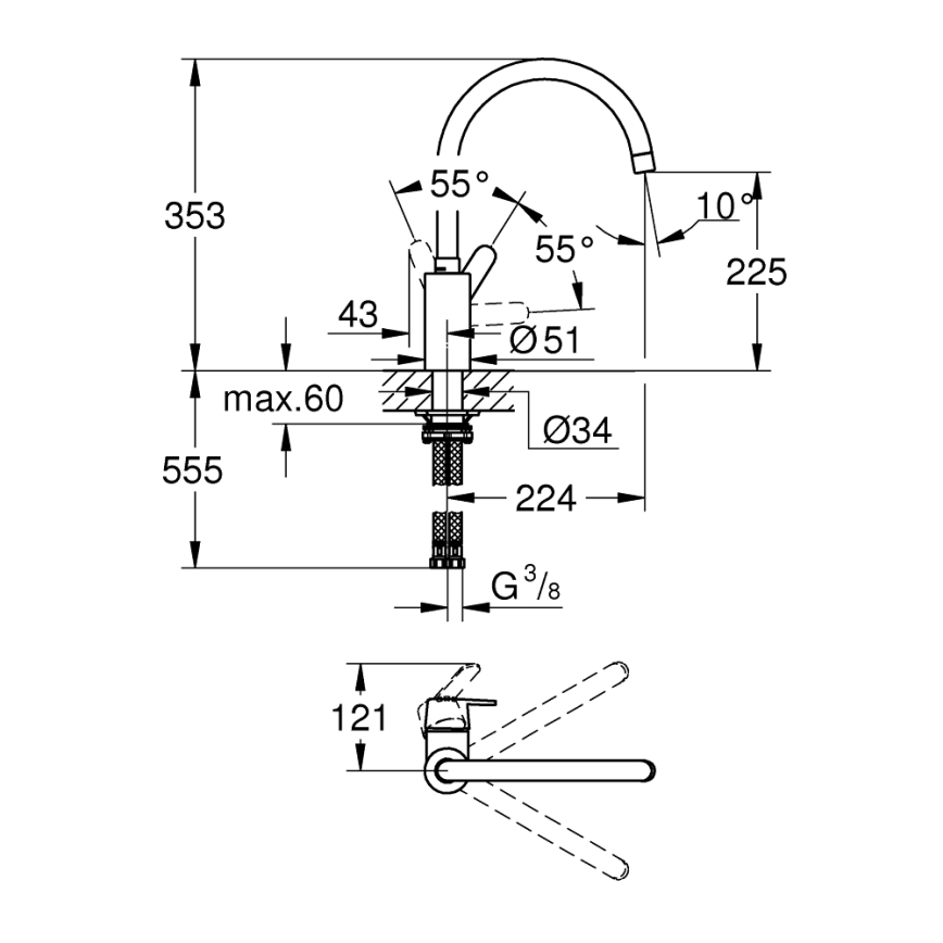 GROHE 31494001 - GET Einhand-Spültischarmatur, glänzender Chrom