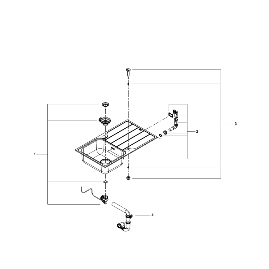 GROHE 31573SD1 - Küchenspülen-Set K500 mit Abtropffläche und Armatur A, 86×50 cm, aus hochwertigem Edelstahl