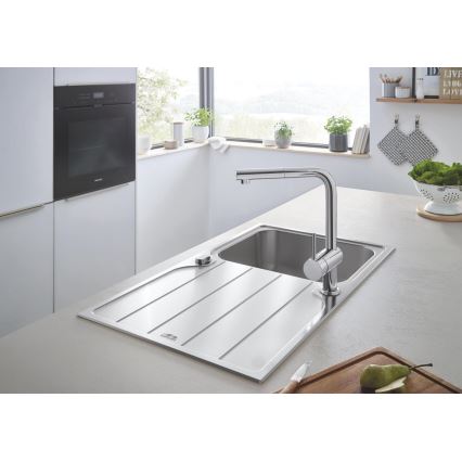 GROHE 31573SD1 - Küchenspülen-Set K500 mit Abtropffläche und Armatur A, 86×50 cm, aus hochwertigem Edelstahl