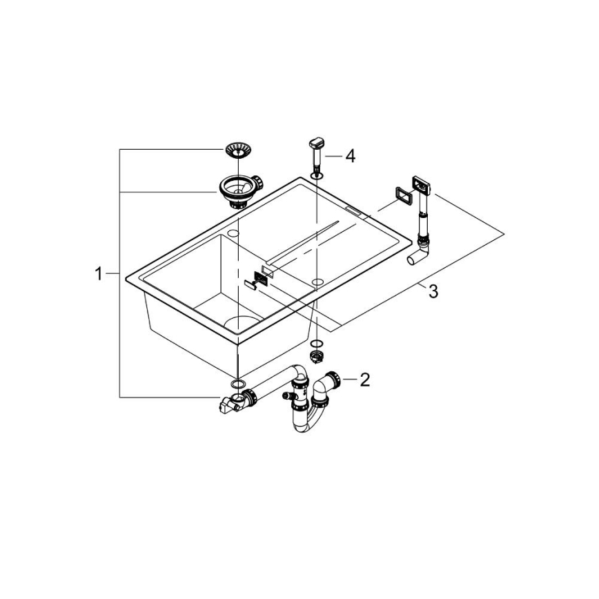 GROHE 31639AP0 - Küchenspüle K400 780 × 500 mm Stein/Schwarz