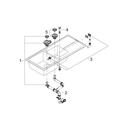 GROHE 31643AP0 - Kompositspüle K400 1160 × 500 mm Stein/Schwarz