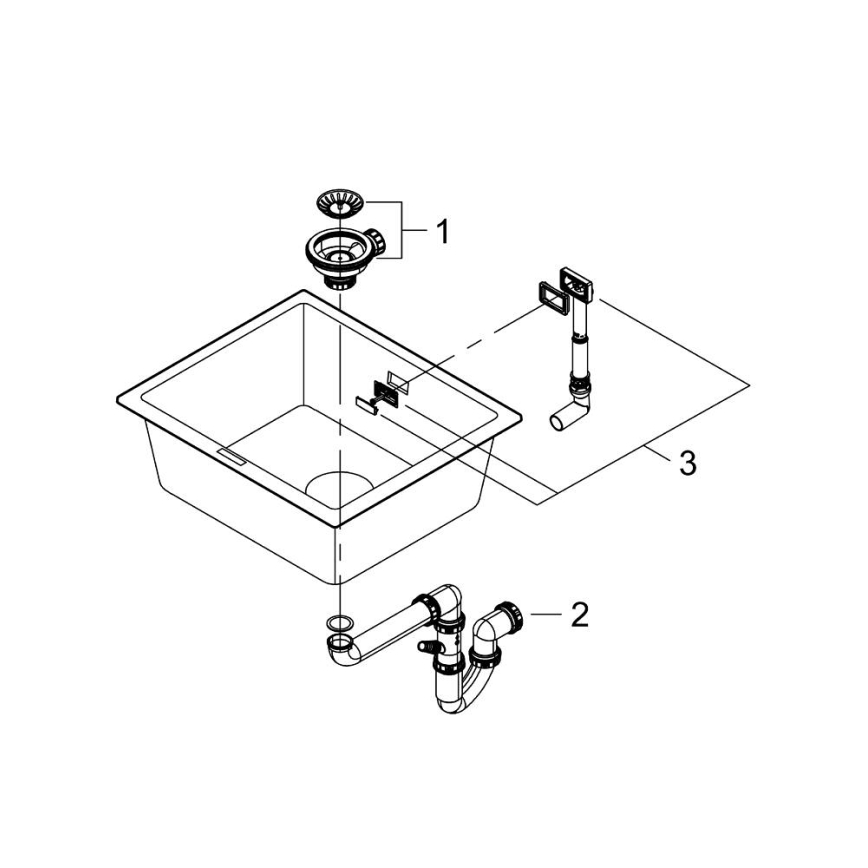 GROHE 31654AP0 - Küchenspüle K700U 533 × 457 mm schwarzer Granit/schwarz
