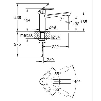 GROHE 31706000 - Spültischarmatur BAULOOP, glänzender Chrom
