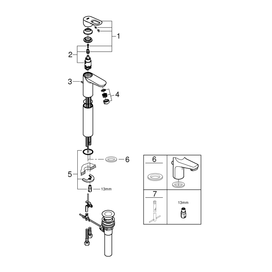 GROHE 32856000 - Waschtischarmatur BAULOOP 12” glänzender Chrom