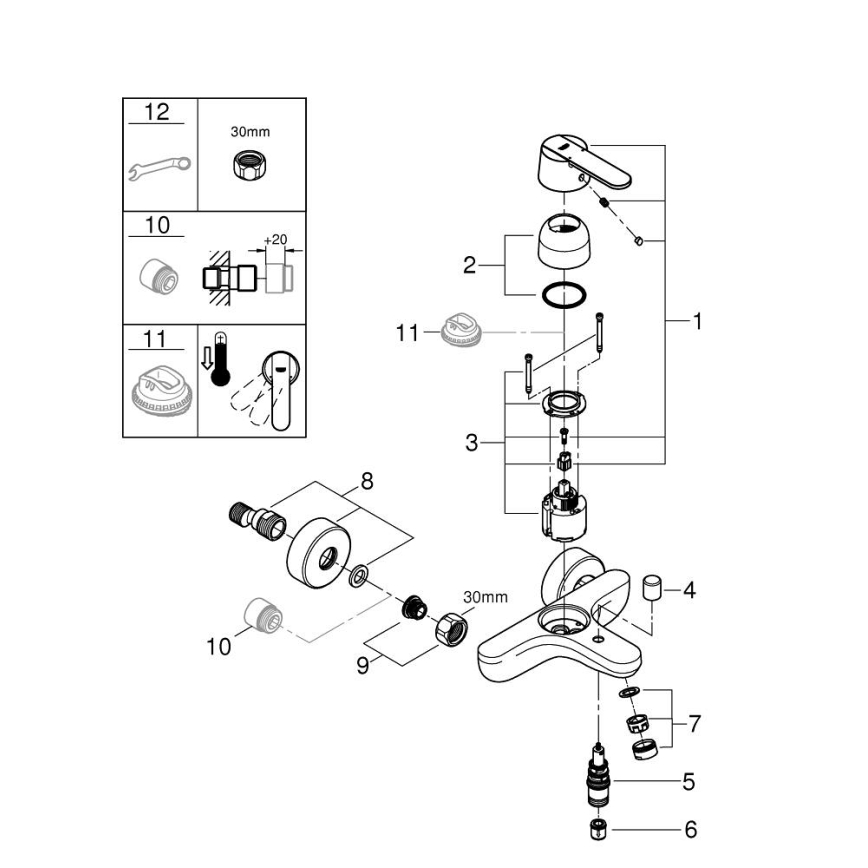 GROHE 32887000 - Wannenarmatur GET DN 15, glänzender Chrom