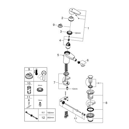 GROHE 33244002 - Bidetarmatur EURODISC COSMOPOLITAN DN 15, glänzender Chrom