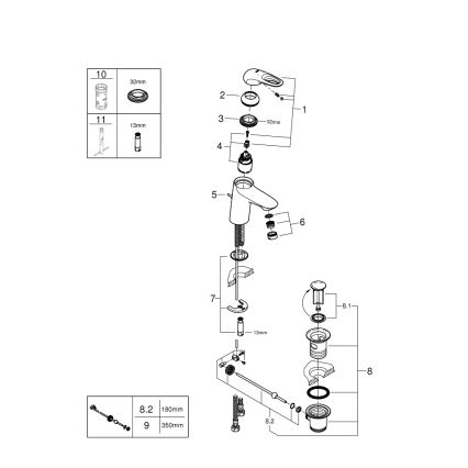 GROHE 33558LS3 - Waschtischarmatur EUROSTYLE, Größe S, weiß