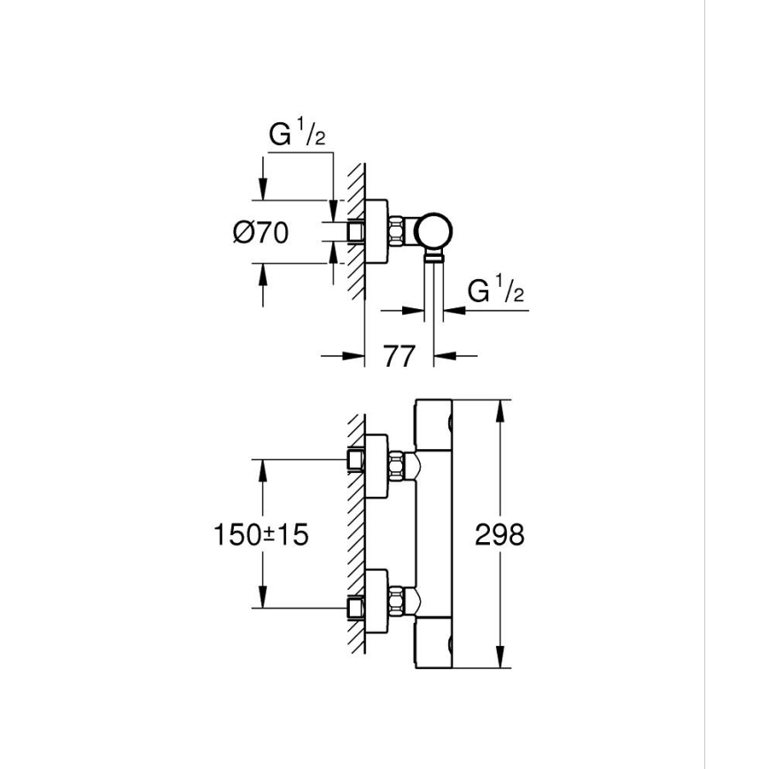 GROHE 34065AL2 - Thermostat-Duscharmatur GROHTHERM 1000 COSMOPOLITAN DN 15 Graphit
