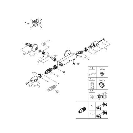 GROHE 34550000 - Thermostat-Duscharmatur GROHTHERM 1000 DN 15 Chrom