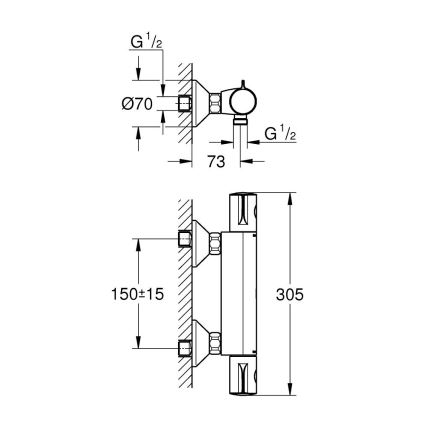 GROHE 34558000 - Thermostat-Duscharmatur GROHTHERM 800 DN 15, glänzender Chrom