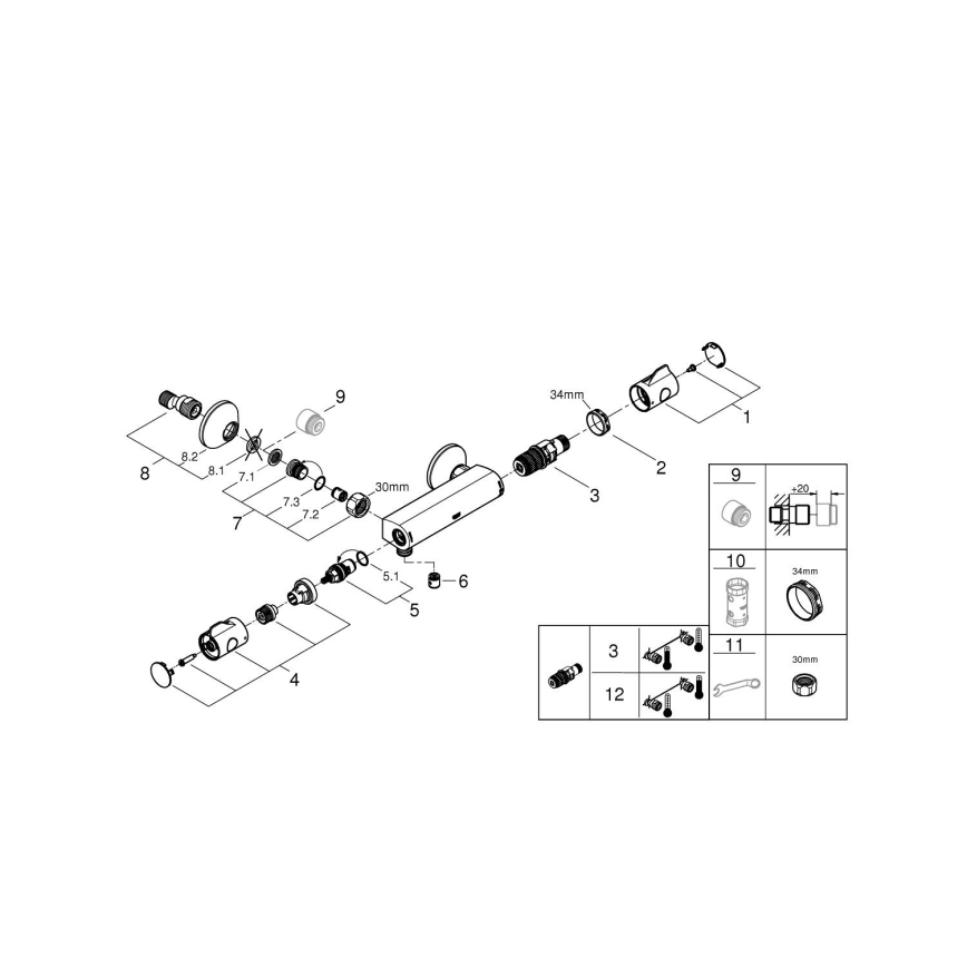 GROHE 34558000 - Thermostat-Duscharmatur GROHTHERM 800 DN 15, glänzender Chrom