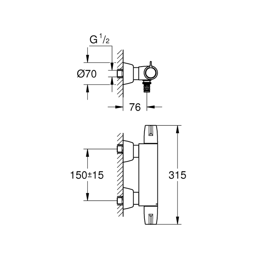 GROHE 34666000 - Thermostatische medizinische Armatur DN 15, glänzender Chrom